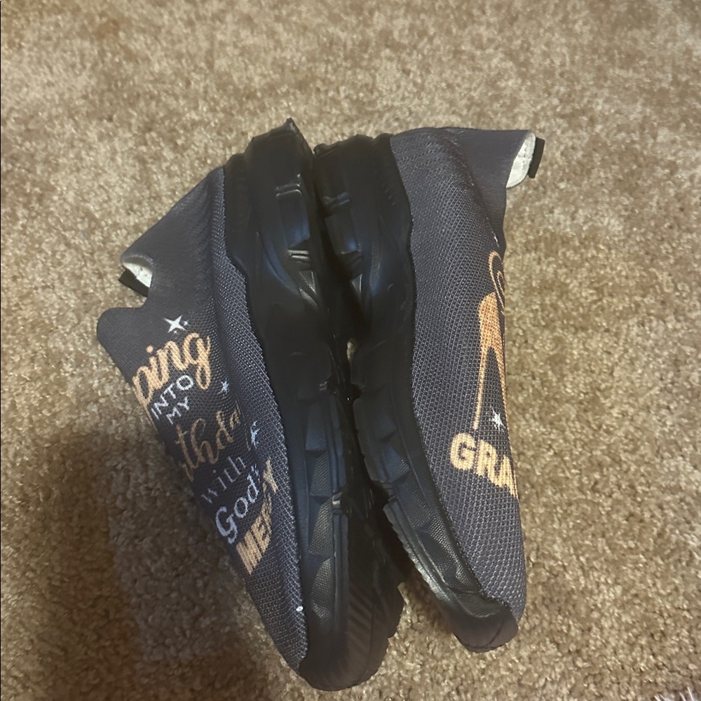 Black Slip-On Shoes with Gold Graphic - Picture 5 of 5